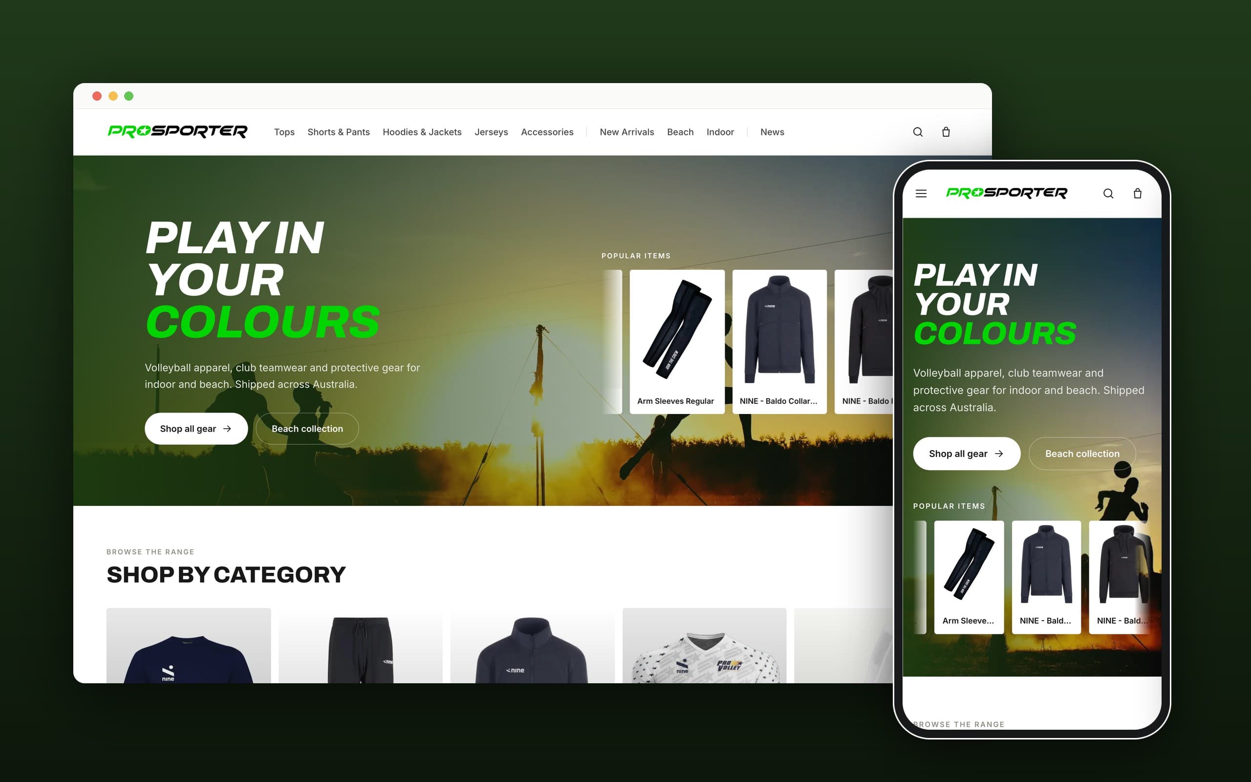 ProSporter home page on desktop and phone