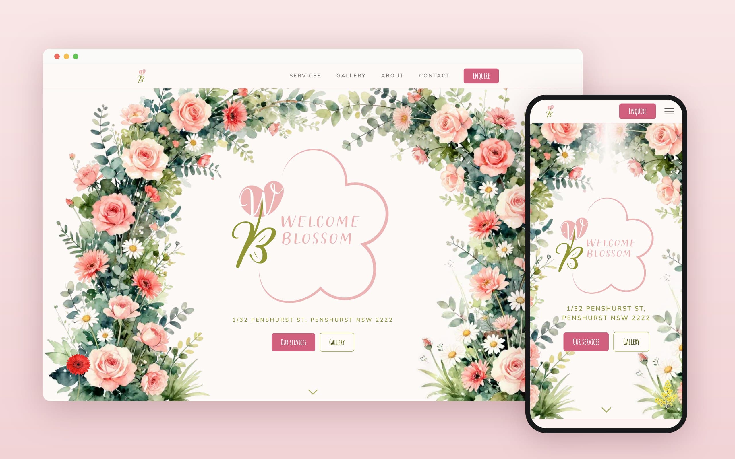 Welcome Blossom home page on desktop and phone