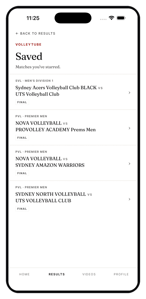 VolleyTube saved items