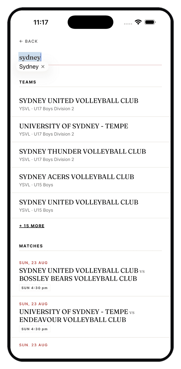 VolleyTube search