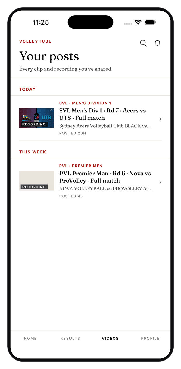 VolleyTube videos feed